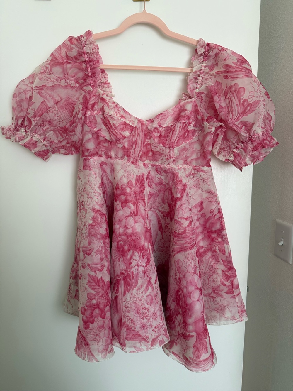 Selkie Pink Floral Puff-Sleeve Dress